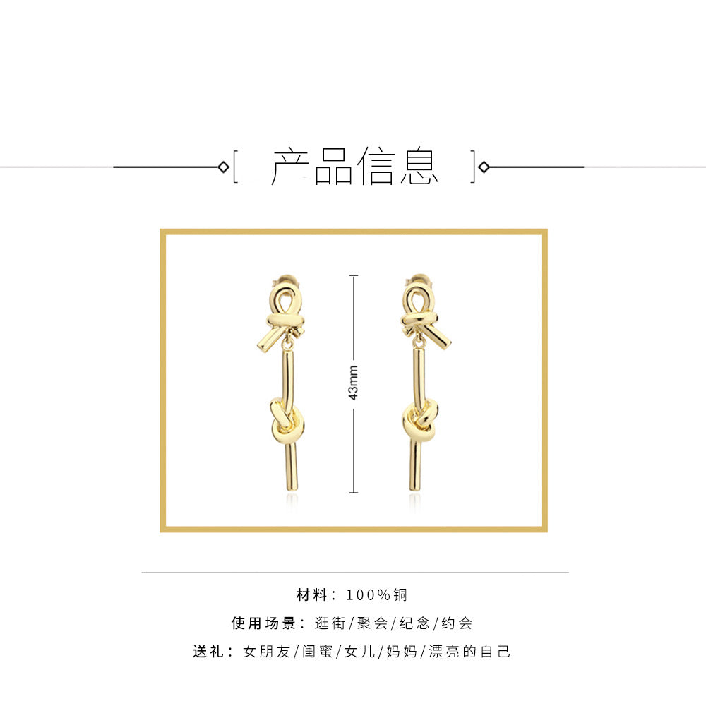 Wholesale Earrings elegant 2021 new creative knotted earrings retro valentine's day
